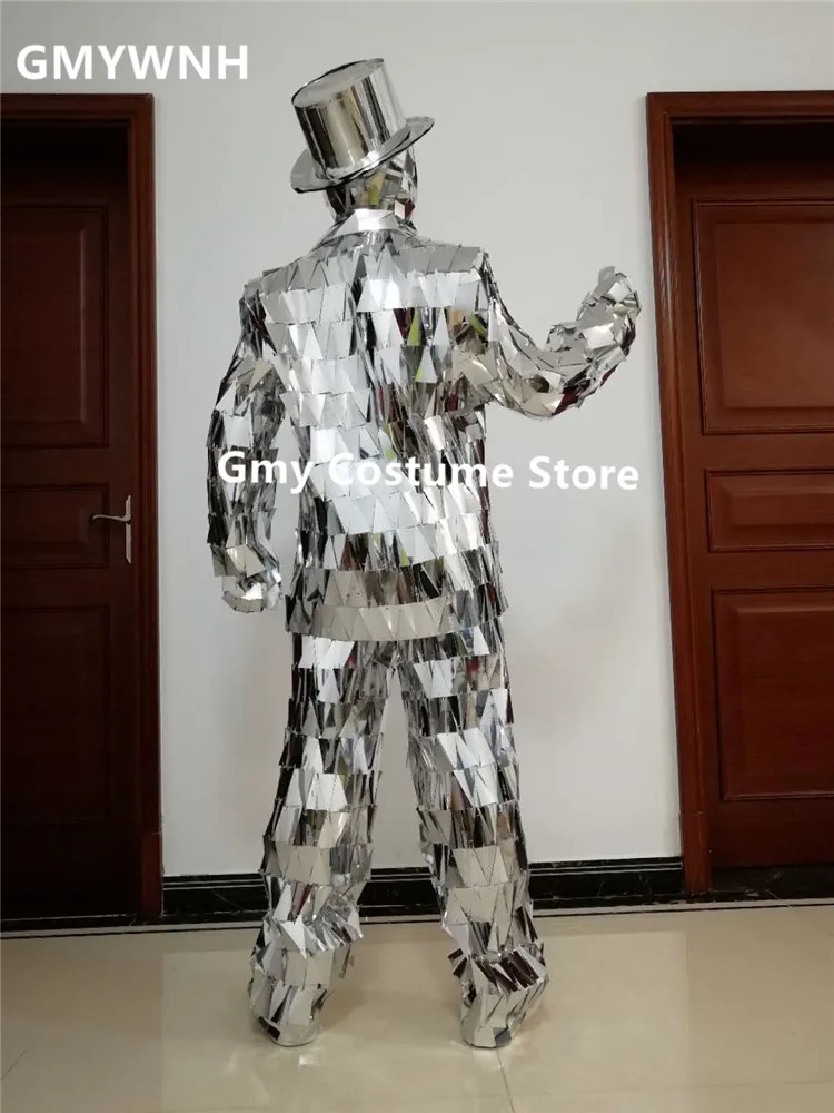 LZ19 костюмы для бальных танцев Серебряный зеркальный костюм dj Бар представление сцена носит робот человек шоу одежда Вечерние наряды клубный костюм ktv