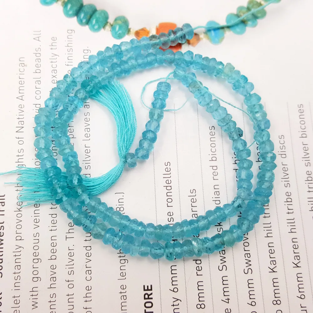 

Lii Ji Natural Gemstone Faceted Roudell Apatite Beads DIY Jewelry Making Necklace Bracelet Approx 33cm