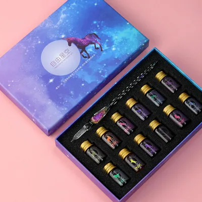 

Rainbow Dream style Creative Glass dip Pen Gift Box with transparent Dip Pen