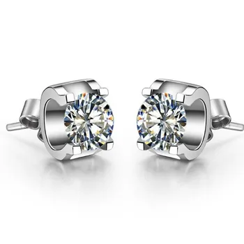 

Genuine Quality Brand Earrings Oxhead Design 14K Gold Stud 0.5CT/Piece SONA Diamond White Gold Earrings Bride Wedding