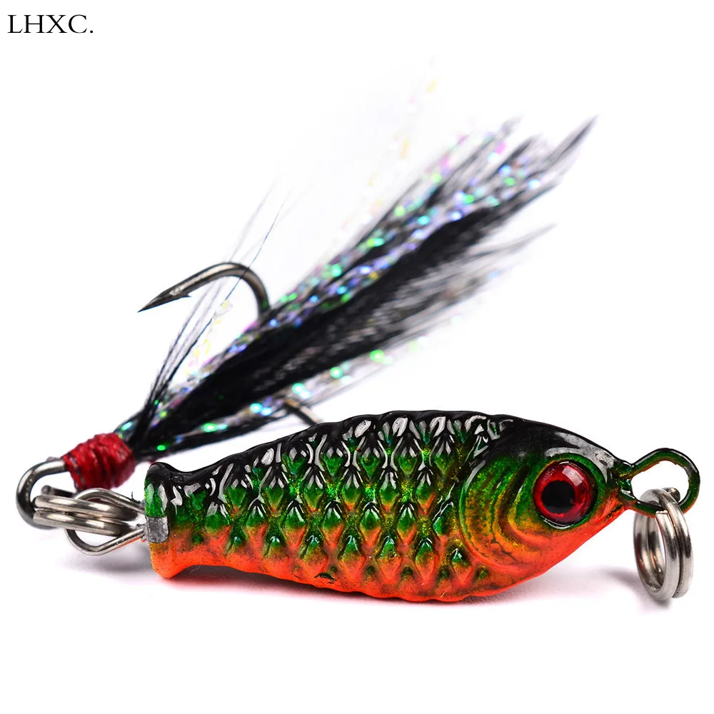 

Fishing Light Lures 6.4g 2.5cm Metal Lead Fish Fishing with Feather Good For Fishing Octopus Jigging Lure Hard Bait Wholesale