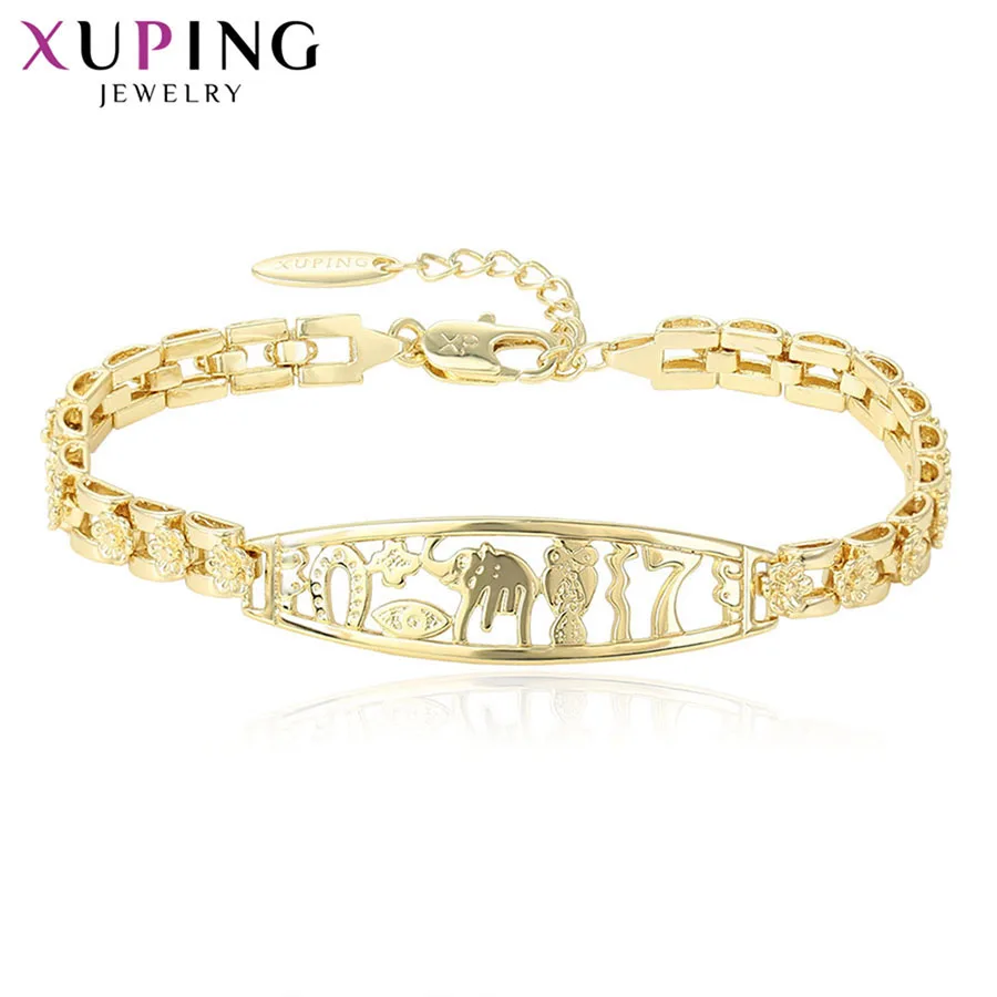 Xuping модный роскошный простой светильник из желтого золота с покрытием браслеты для женщин и девочек Ювелирные изделия Подарки S105-75445