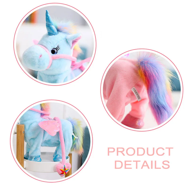 Cute Unicorn Doll Leash Flying Horse Can Walk Can Sing Plush Dolls For Poni Electric Unicorn Plush Toy Child Birthday Gift T0723 (3)