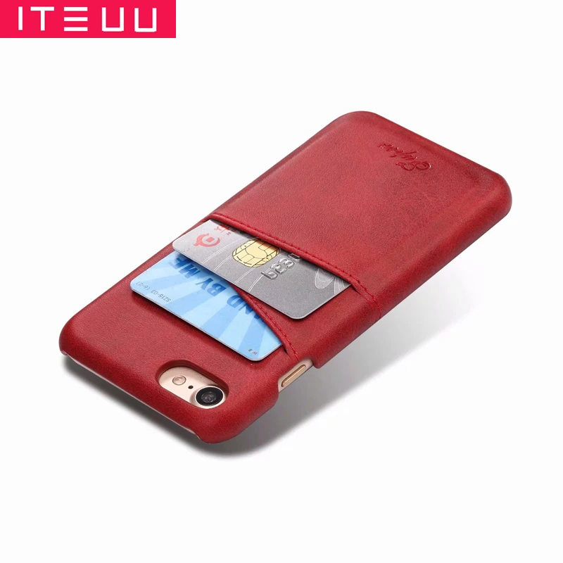 

ITEUU Retro PU Leather Case for iPhone 7 8 Plus Card Slot High Quality Luxury Soft Back Cover Shell for iPhone 7 8 7Plus 8Plus