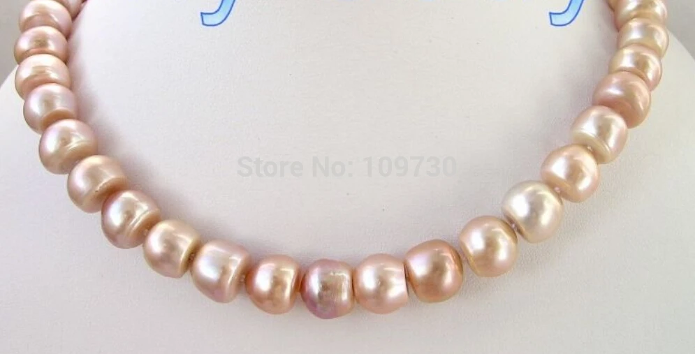 

Jewelr 003027 12mm AA Pink Semi-Round Freshwater Pearl Necklace