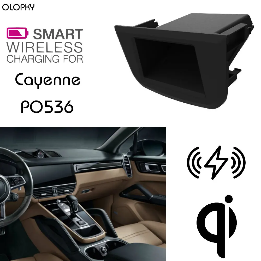 

OLOPKY For Porsche QI Wireless charging Hidden Wireless charger Phone Holder Storage Box For Cayenne PO536
