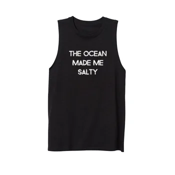 

Womens The ocean made me salty Workout Fitness Casual Tank Vest Sleveless Tops Shirts