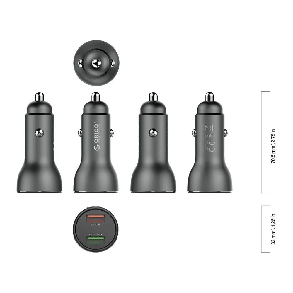 ORICO Dual USB QC 3 0 или 5 В 2.4A 12 Вт 2 порта Быстрая зарядка умное автомобильное зарядное