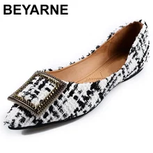 BEYARNE/модные женские туфли-лодочки с острым носком; женская офисная обувь на плоской подошве; элегантная женская обувь на плоской подошве; Роскошная Брендовая обувь; большие размеры 35-42e113