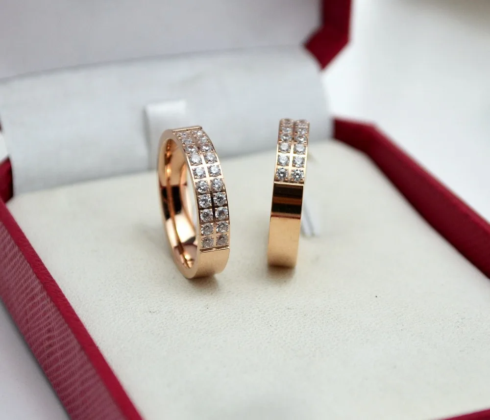 Блестящее Двухрядное кольцо с кристаллами для женщин, хорошее качество, великолепное розовое золото, Свадебные вечерние кольца, bague femme anillos, подарок