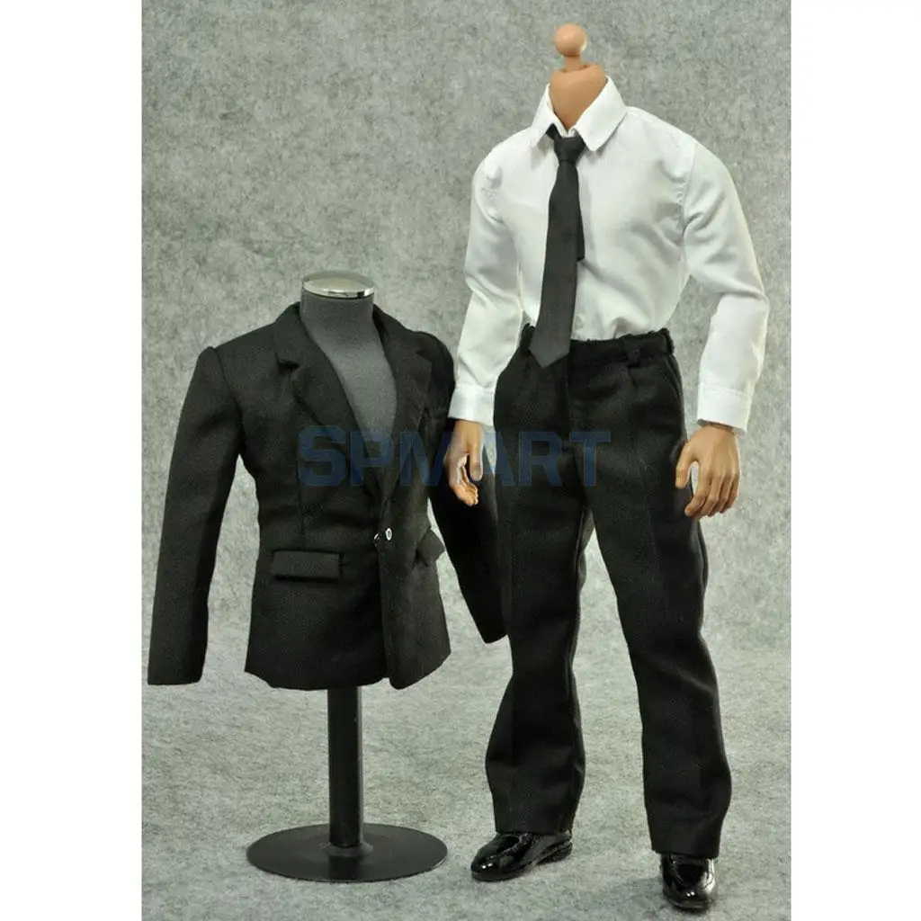 1//6 Scala Black Suit Set Completo per 12 /"Hot Toys Enterbay Dragon Figura