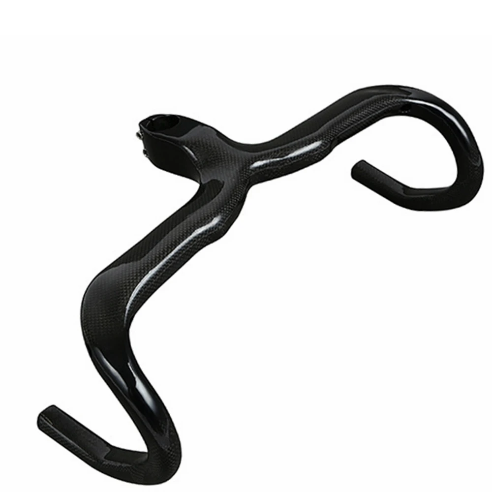 

Ultralight 3k Carbon Fiber Road Integrated Handlebar Cycling Bike Drop Bar + Stem 28.6mm Gloss Black Bicycle Parts
