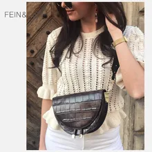 Седельная сумка с животным принтом, сумка из кожи аллигатора, круглая сумка, женские винтажные черные коричневые половинные лунные мешки, новая мода ins