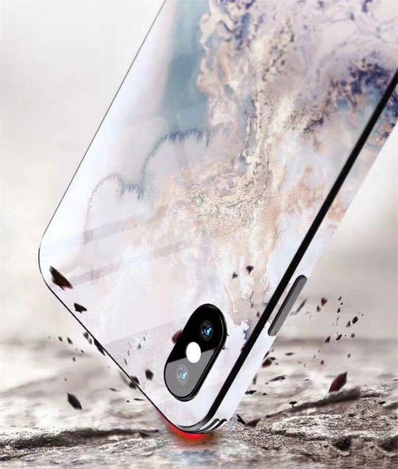 Роскошный чехол из мраморного стекла для iPhone X XS MAX XR XS стеклянный силиконовый чехол для телефона для iPhone 7 8 Plus чехол s для iPhone 6 S 6s