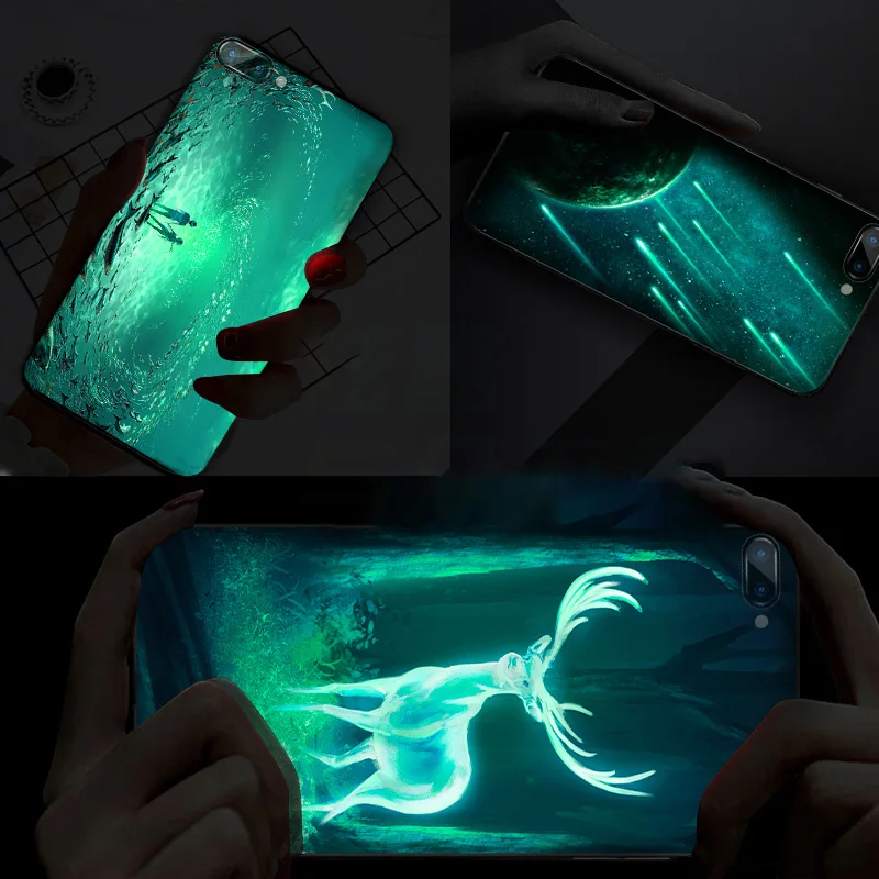 Luminous Glass Phone Case For Huawei HONOR 8X 8C 6X 7X 7C V9 9 Lite 9i 10 lite Note 10 Meteor Shower Night Shine Glass Cover (2)