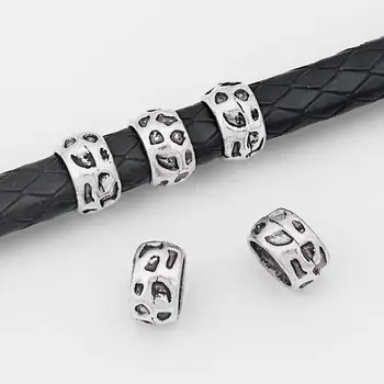 

20pcs Hammered Slider Spacers Beads for 10mm Round or Licorice Leather Cord