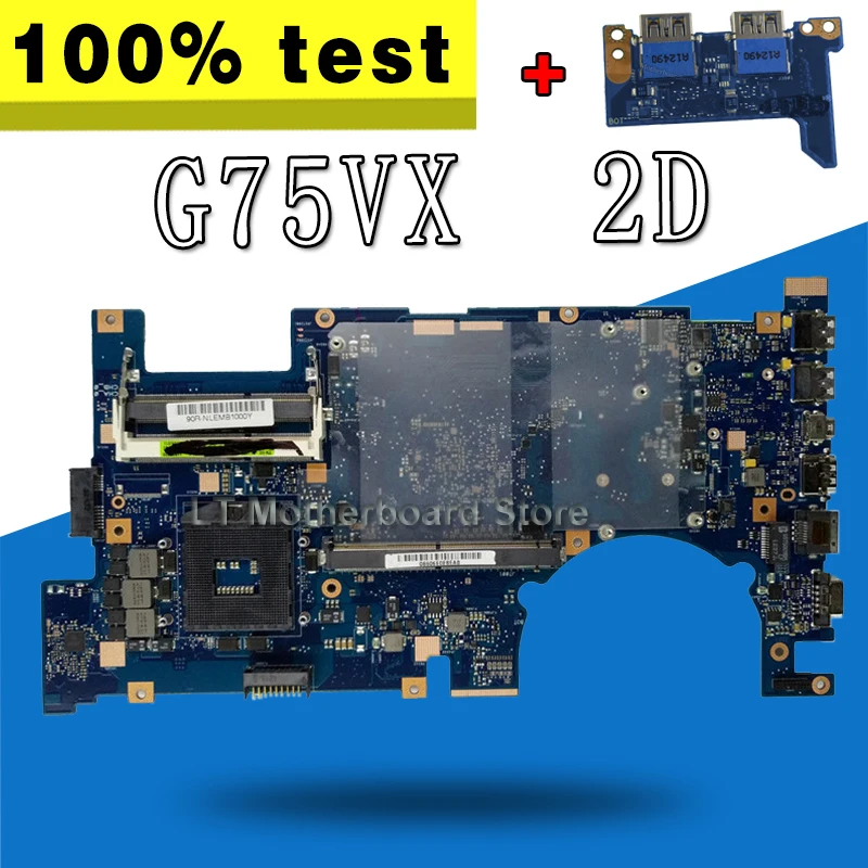 Плата + Материнская плата G75VX REV2.0 2D разъем PGA989 для For Asus G75V материнская ноутбука |
