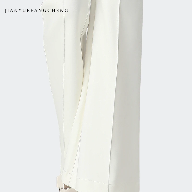 2019 Newest Mid Waisted Pleated White Boot Cut Women' Pants Regular Full Length Plus Size S-4XL Slim Woven Woman Trousers Pants 2019 Newest Mid Waisted Pleated White Boot Cut Women' Pants Regular Full Length Plus Size S-4XL Slim Woven Woman Trousers Pants