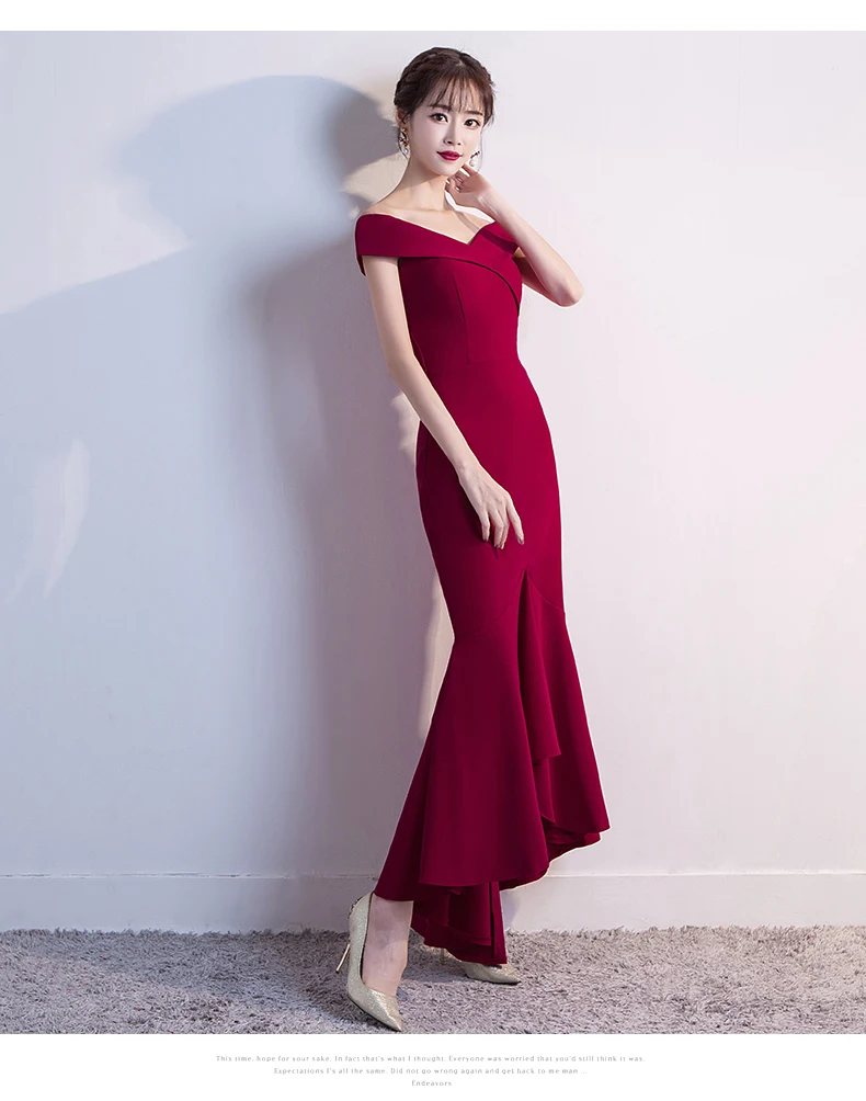  Dress Women Hot Sale Empire Vestidos Mujer Vestido  Festa And Summer Fishtail 2018 Slash-Neck Long Style Shoulder Sexy Party (7)