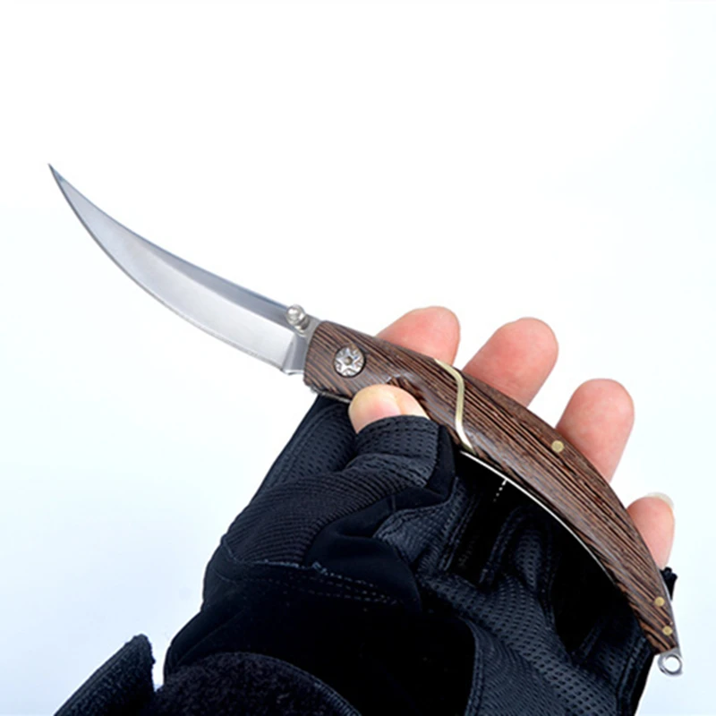 

Karambit Italian Stiletto Mafia Tactical Folding Knife 440C Mirror Blade Acrylic Handle Outdoor Hunting Survival EDC Tool
