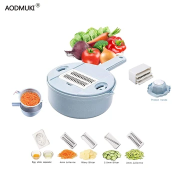 

9 IN 1 mandoline Slicer Vegetable Cutter with Grater Strainer Potato Peeler Carrot Cheese chopper vegetable Kitchen Accessorie