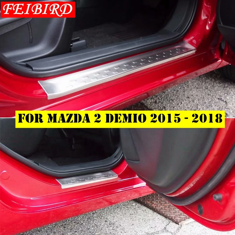 

Stainless Steel For Mazda 2 Demio 2015 - 2019 Inner Door Bumper Sill Plate Guard Cover Protection Decoration Cover Trim