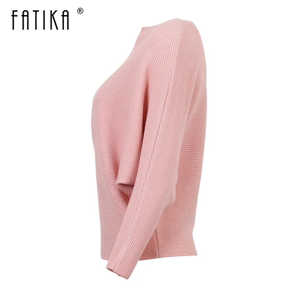 FATIKA Winter Hot Fashion Women's Sweaters And Pullovers Batwing Sleeve Slash Neck Knitted Sweaters Casual Loose Jumper Tops