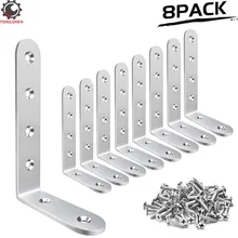 Corner Brackets 3 x 5 inch Right Angle Bracket 304 Stainless Steel with Screws L Shaped Brackets for Shelves Furniture 8 Pcs