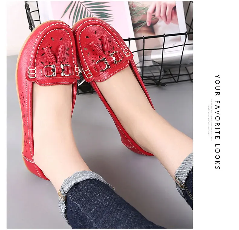 Casual shoes flats female fashion women summer genuine leather slip on women shoes loafers solid comfortable shoes woman