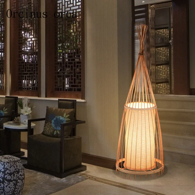 

The new Chinese bamboo floor lamp living room Tea Club Japanese Southeast bamboo decorative table lamp free shipping