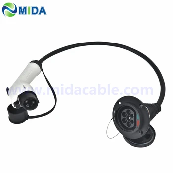 

32A Single Phase Electric Vehicle Car EV Charger SAE J1772 Socket Type 1 To Type 2 EV Car Adapter Charging Plug 1.64Ft Cable