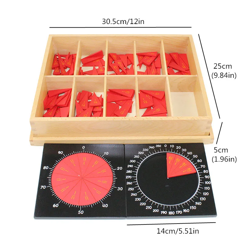  Montessori Teaching Material For Children Cut-Out Labeled Fraction Circles (11-20) With Centesimal  - 32895943175