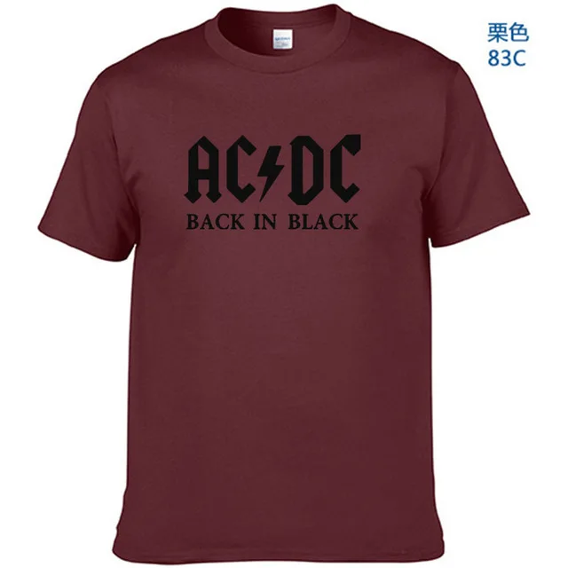 Camisetas AC/DC Группа рок футболка мужская ACDC черный Графический футболки с принтом Повседневная с круглым вырезом хип хоп короткий рукав хлопок Топ - Цвет: Wine Red-B