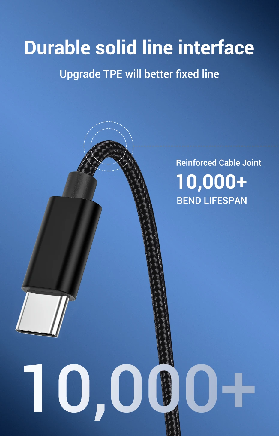 TOPK USBC Cable USB Type C Cable 3A Fast Charge Data Cable for Samsung S9+ S9 S10 Plus Xiaomi Redmi K20 Pro Phone Charger Cable