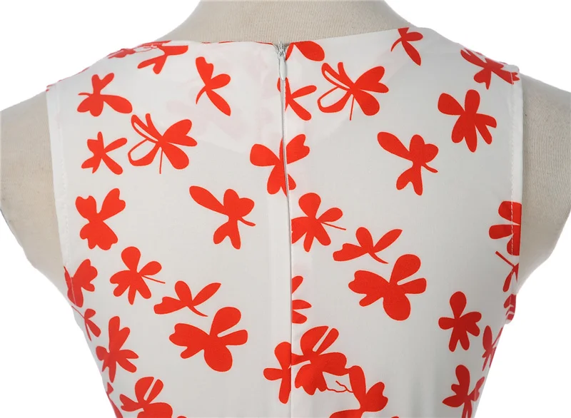 Kostlich Newest O-Neck Floral Print Dresses Summer Hepburn Vintage Dress Women Big Swing Dress Plus Size S-2XL With Sashes (5)