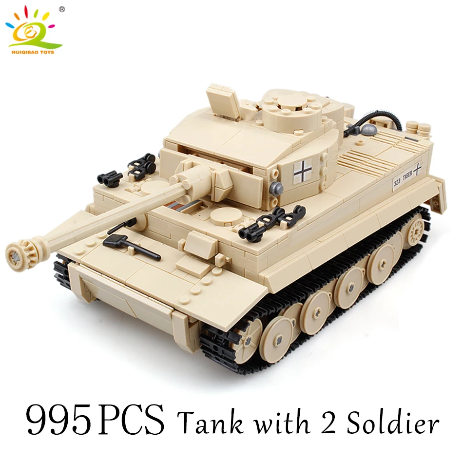  HUIQIBAO 995pcs Military German King Tiger Tank Building Block Legoing Tank Soldier Figure Bricks E