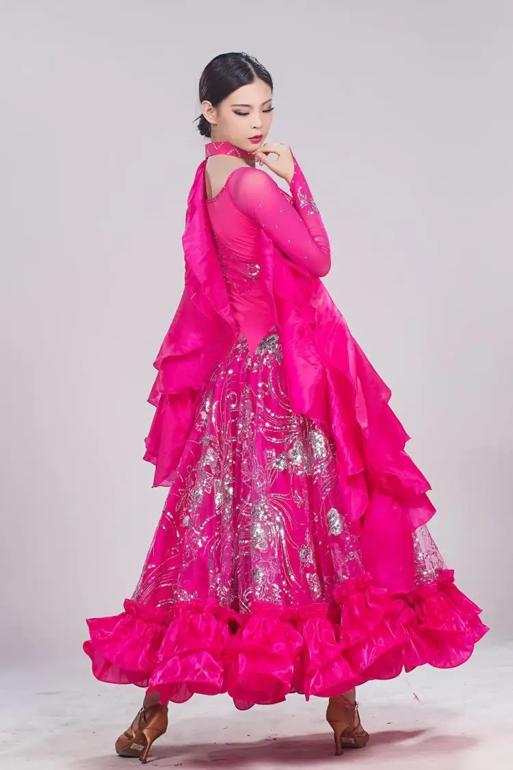 Пользовательские современный вышитые большой Бальные предпочтение национальный стандарт Танцы платье женщина 8 цветов