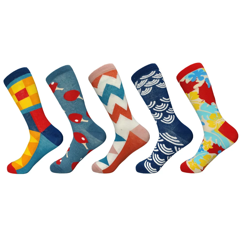 Happy Socks, ограниченная серия, повседневные, новинка, мужские забавные носки, подарочный набор, серия масляной живописи, чёсаный хлопок, новинка, мужские, 5 пар