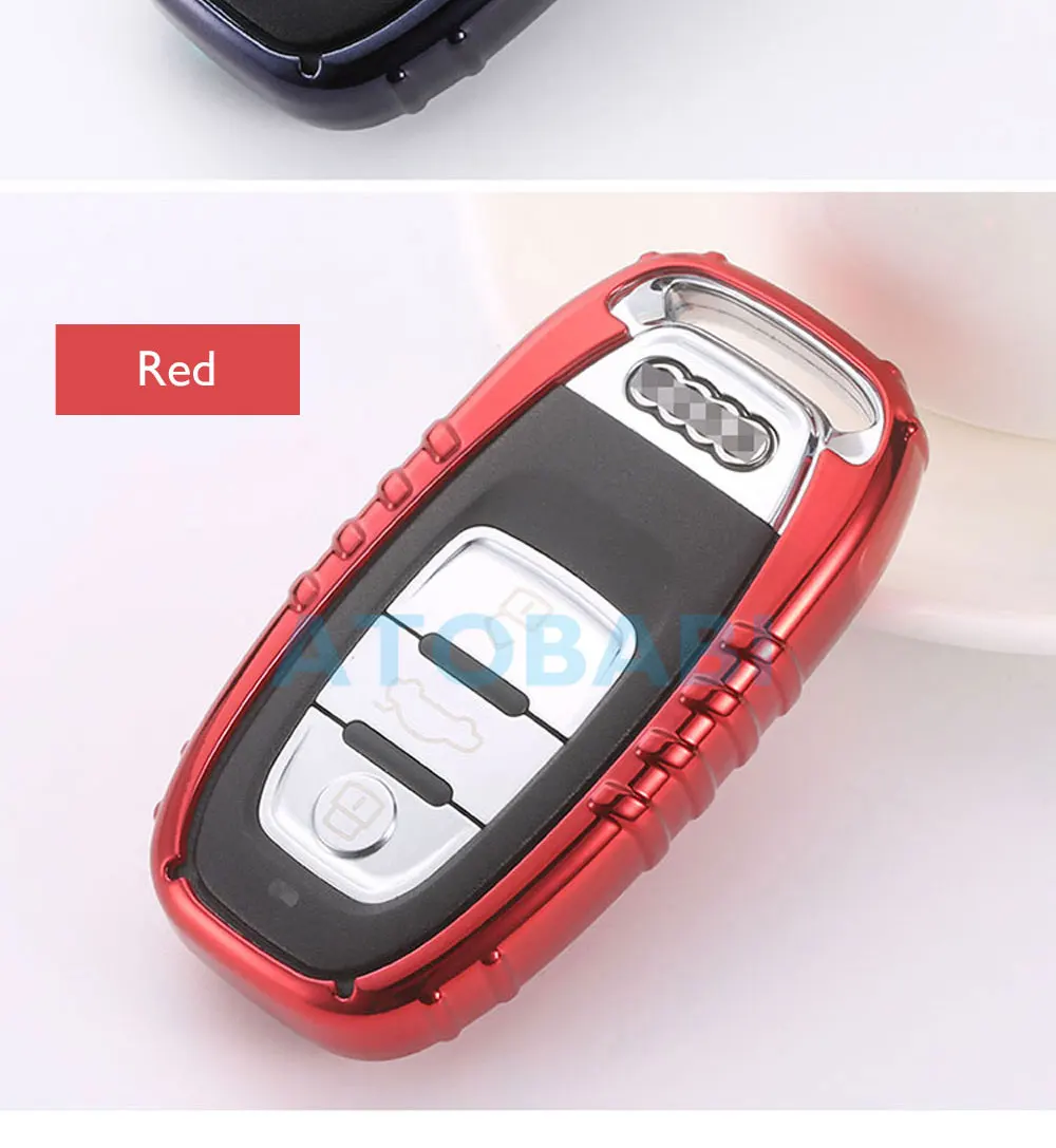 3 Buttons Red Silicone Cover Flip Remote Key Case Shell Fob For Audi A3 A4 S4 S5