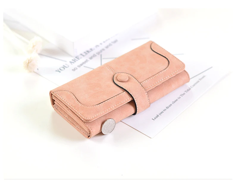 Feminina de Camurça Longa de Couro Fosco de Alta Muitos Desenhos Carteira Qualidade Porta-cartões 12 High Quality Bolsas e Malas
