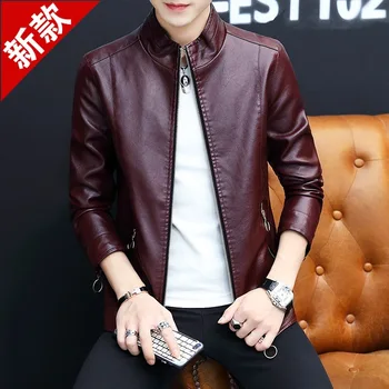 

Fall 2020 new collar leather men's fashion youth leisure PU leather