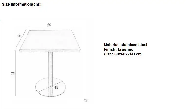 Простой креативный квадратный обеденный стол наружный из нержавеющей стали небольшой обеденный стол