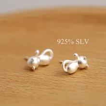 Модные 925 пробы серебряные серьги-гвоздики с кошкой Ювелирные изделия Подвески Brincos Прямая поставка