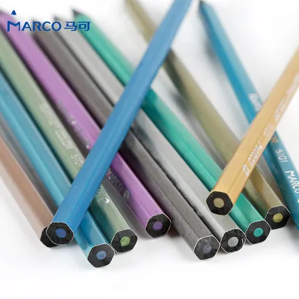 Jianwu 12 шт./компл. Marco 12 цветов цветной карандаш металла серии карандаши для рисования карандаш живопись специальный 2B