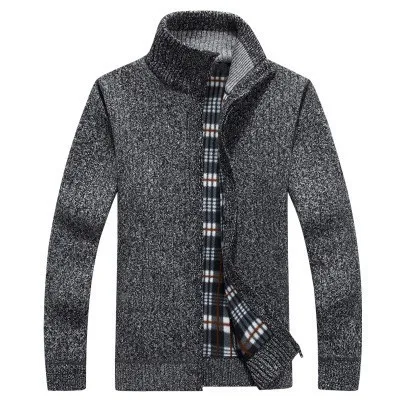 Zogaa мужской Однотонный свитер, мужской осенний зимний толстый свитер, пальто, верхняя одежда, приталенный шерстяной флисовый свитер, куртка - Цвет: Темно-серый