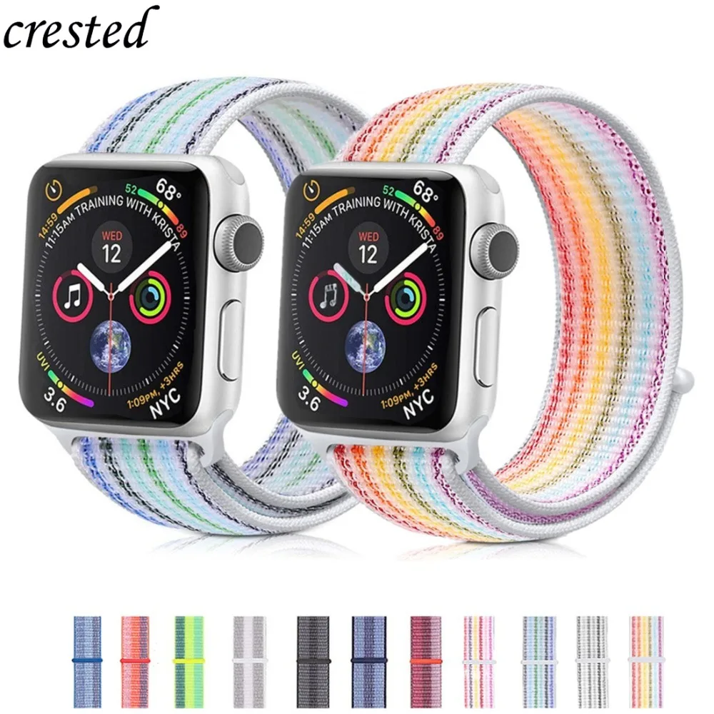 

Nylon Strap For Apple Watch band 42mm 38mm iwatch 4/3 band 44mm 40mm Sport Loop watch strap Bracelet Stripe Nylon watchband belt