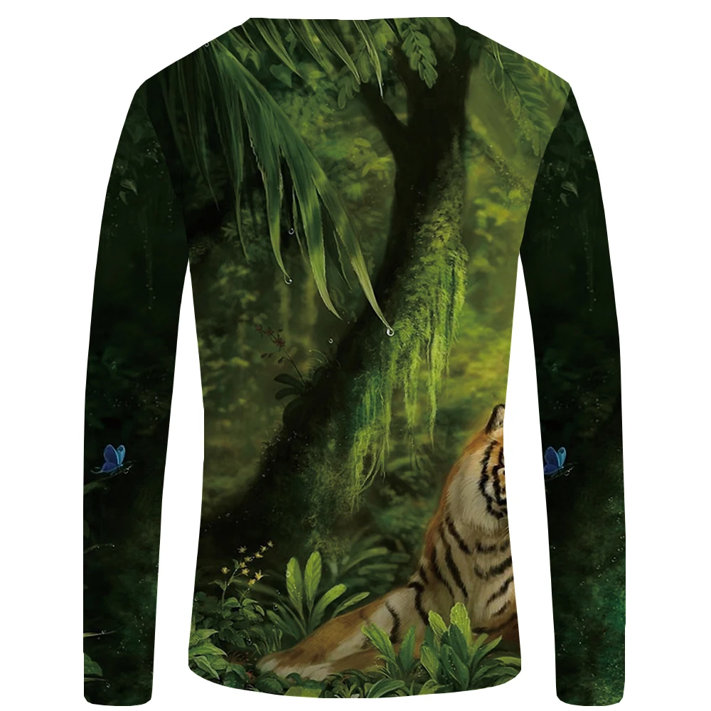 KYKU Tiger футболка мужская с длинным рукавом Футболка животное рок рыба тучка аниме океан 3d футболка классная мужская одежда модная мужская