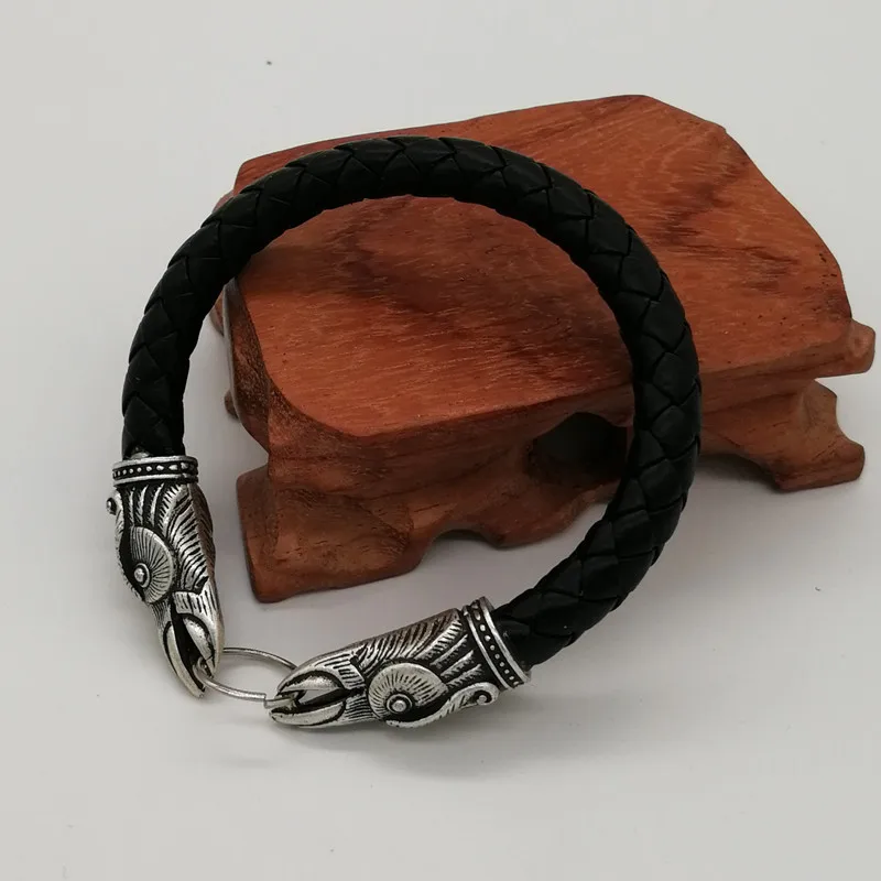 Viking Raven кожаный браслет языческий браслет мужские ювелирные изделия браслет друг подарок манжета