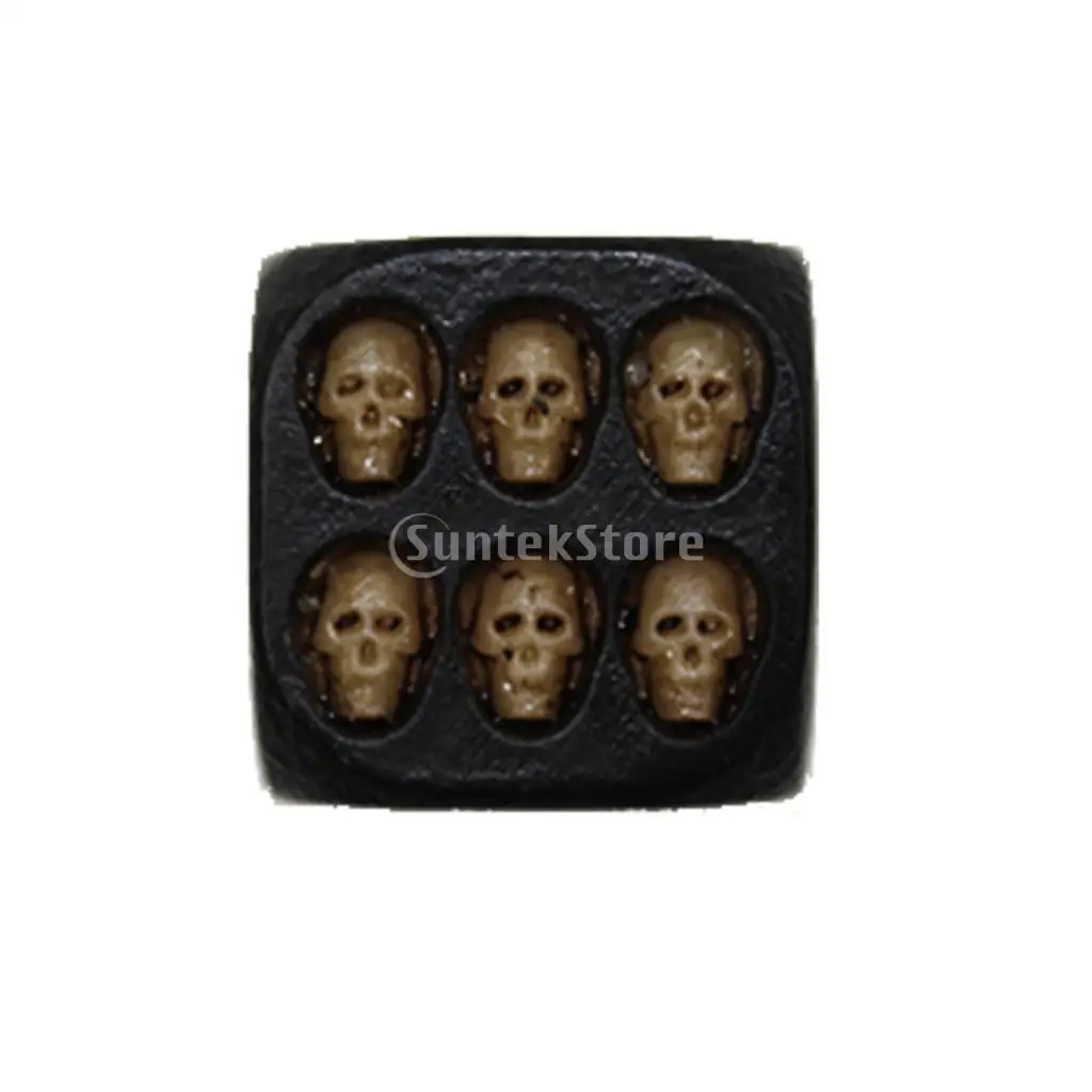 MagiDeal Dice with 3D Skull Death Black Skull Dice D6 Novelty Black Resin Skull Dice (6pcs)