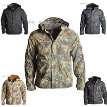 Мужская армейская камуфляжная куртка, пальто, уличная Военная тактическая куртка, зимняя водонепроницаемая куртка с капюшоном, ветровка, одежда для охоты